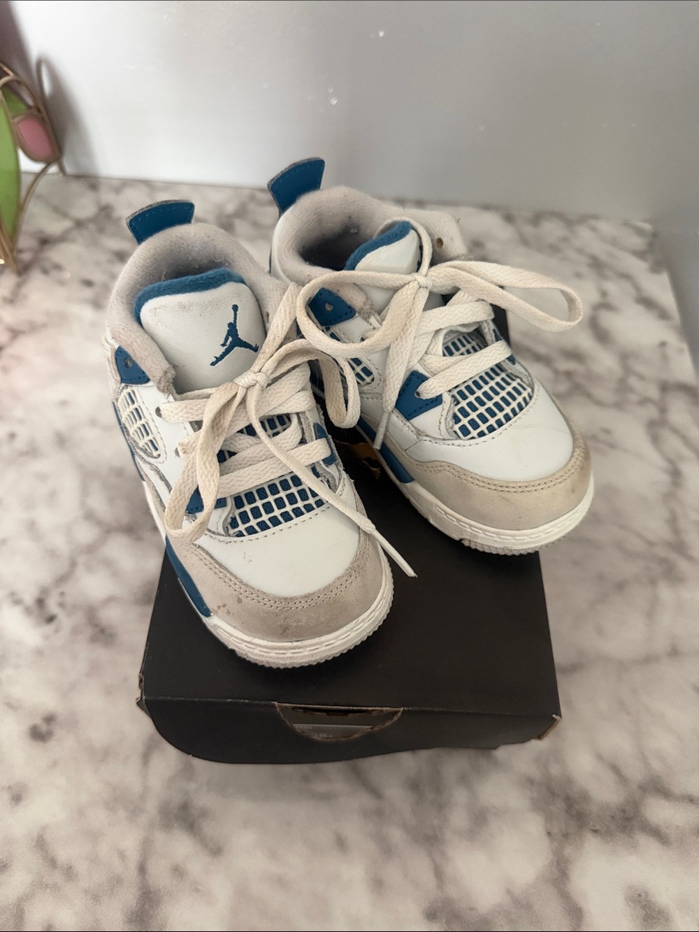 Jordan Kids White and Blue Retro Sneaker